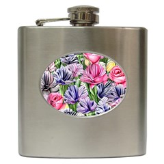 Majestic Watercolor Flowers Hip Flask (6 Oz) by GardenOfOphir