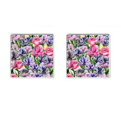 Majestic Watercolor Flowers Cufflinks (square) by GardenOfOphir