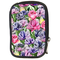 Majestic Watercolor Flowers Compact Camera Leather Case by GardenOfOphir