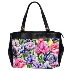 Majestic Watercolor Flowers Oversize Office Handbag (2 Sides) by GardenOfOphir