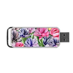 Majestic Watercolor Flowers Portable Usb Flash (one Side) by GardenOfOphir