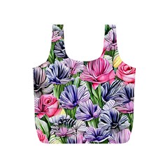 Majestic Watercolor Flowers Full Print Recycle Bag (s) by GardenOfOphir