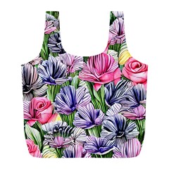 Majestic Watercolor Flowers Full Print Recycle Bag (l) by GardenOfOphir