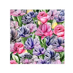 Majestic Watercolor Flowers Square Satin Scarf (30  X 30 ) by GardenOfOphir