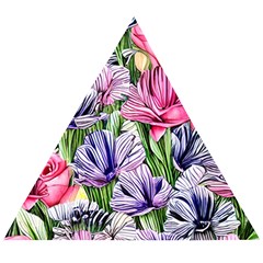 Majestic Watercolor Flowers Wooden Puzzle Triangle by GardenOfOphir