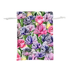 Majestic Watercolor Flowers Lightweight Drawstring Pouch (l) by GardenOfOphir