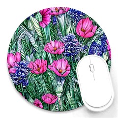 Cherished Watercolor Flowers Round Mousepad by GardenOfOphir