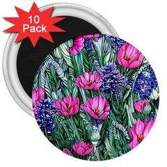 Cherished Watercolor Flowers 3  Magnets (10 Pack)  by GardenOfOphir