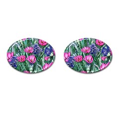 Cherished Watercolor Flowers Cufflinks (oval) by GardenOfOphir