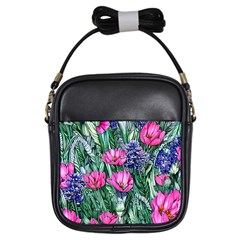 Cherished Watercolor Flowers Girls Sling Bag by GardenOfOphir