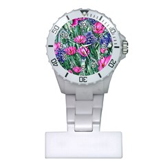 Cherished Watercolor Flowers Plastic Nurses Watch by GardenOfOphir