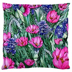 Cherished Watercolor Flowers Standard Premium Plush Fleece Cushion Case (one Side) by GardenOfOphir