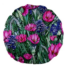 Cherished Watercolor Flowers Large 18  Premium Flano Round Cushions by GardenOfOphir