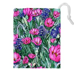 Cherished Watercolor Flowers Drawstring Pouch (4xl) by GardenOfOphir