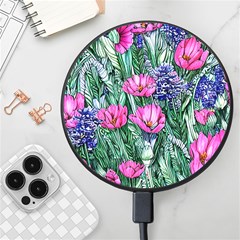 Cherished Watercolor Flowers Wireless Fast Charger(black) by GardenOfOphir