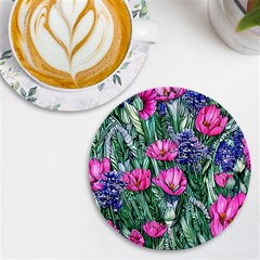 Cherished Watercolor Flowers Uv Print Round Tile Coaster by GardenOfOphir