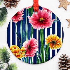 Charming And Cheerful Watercolor Flowers Ornament (Round)