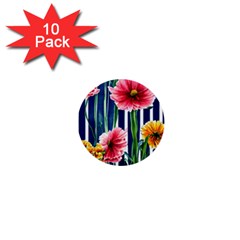 Charming And Cheerful Watercolor Flowers 1  Mini Buttons (10 pack) 