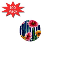 Charming And Cheerful Watercolor Flowers 1  Mini Buttons (100 pack) 