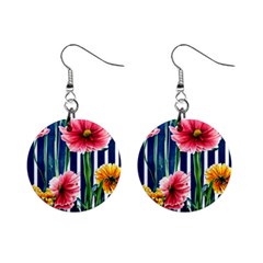 Charming And Cheerful Watercolor Flowers Mini Button Earrings