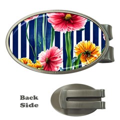 Charming And Cheerful Watercolor Flowers Money Clips (Oval) 