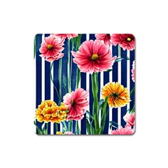 Charming And Cheerful Watercolor Flowers Square Magnet