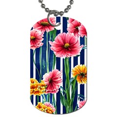 Charming And Cheerful Watercolor Flowers Dog Tag (One Side)