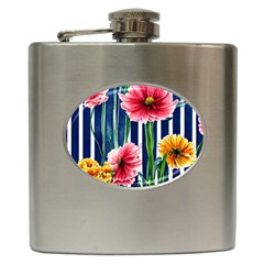 Charming And Cheerful Watercolor Flowers Hip Flask (6 oz)