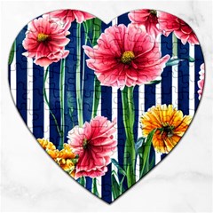 Charming And Cheerful Watercolor Flowers Jigsaw Puzzle (heart) by GardenOfOphir