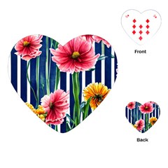 Charming And Cheerful Watercolor Flowers Playing Cards Single Design (heart) by GardenOfOphir