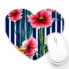 Charming And Cheerful Watercolor Flowers Heart Mousepad