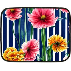 Charming And Cheerful Watercolor Flowers Fleece Blanket (Mini)