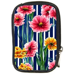 Charming And Cheerful Watercolor Flowers Compact Camera Leather Case