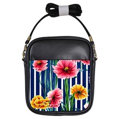 Charming And Cheerful Watercolor Flowers Girls Sling Bag