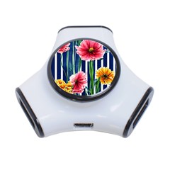 Charming And Cheerful Watercolor Flowers 3-Port USB Hub