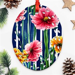 Charming And Cheerful Watercolor Flowers Ornament (Oval Filigree)