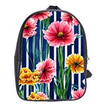 Charming And Cheerful Watercolor Flowers School Bag (XL) Front