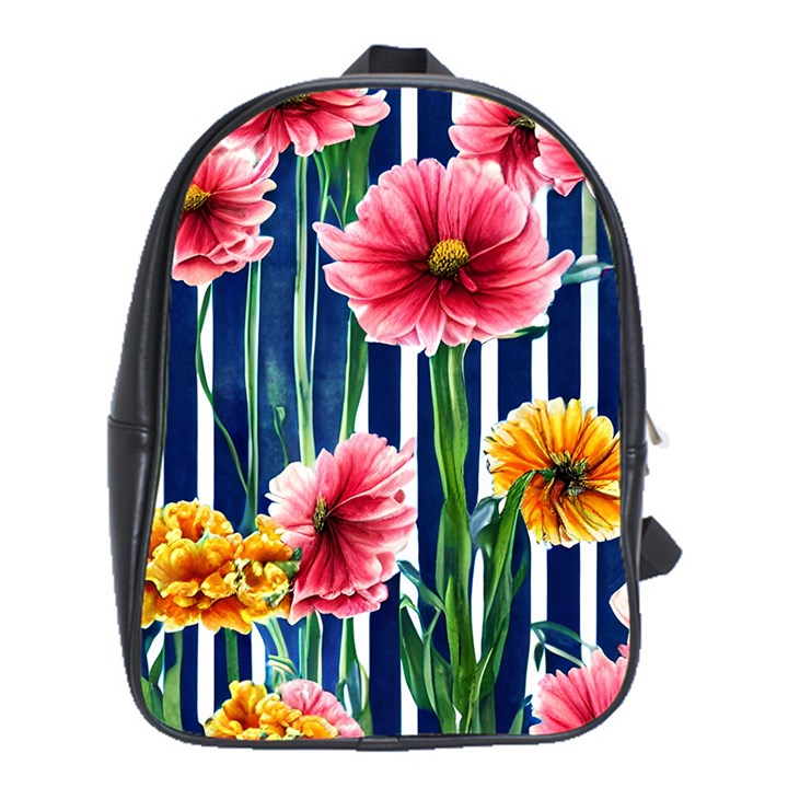 Charming And Cheerful Watercolor Flowers School Bag (XL)