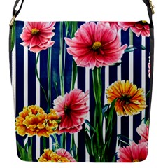 Charming And Cheerful Watercolor Flowers Flap Closure Messenger Bag (S)