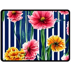 Charming And Cheerful Watercolor Flowers Fleece Blanket (Large)