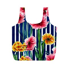 Charming And Cheerful Watercolor Flowers Full Print Recycle Bag (M)