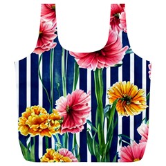 Charming And Cheerful Watercolor Flowers Full Print Recycle Bag (XL)