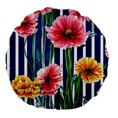 Charming And Cheerful Watercolor Flowers Large 18  Premium Flano Round Cushions