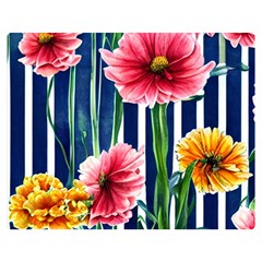 Charming And Cheerful Watercolor Flowers Premium Plush Fleece Blanket (Medium)