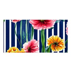 Charming And Cheerful Watercolor Flowers Satin Shawl 45  x 80 