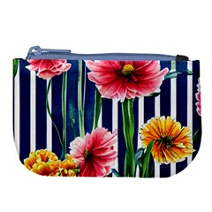 Charming And Cheerful Watercolor Flowers Large Coin Purse