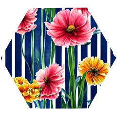 Charming And Cheerful Watercolor Flowers Wooden Puzzle Hexagon