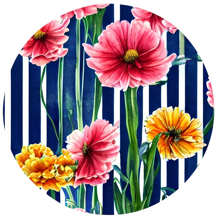 Charming And Cheerful Watercolor Flowers Wooden Bottle Opener (Round)