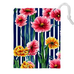 Charming And Cheerful Watercolor Flowers Drawstring Pouch (4XL)