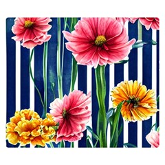 Charming And Cheerful Watercolor Flowers One Side Premium Plush Fleece Blanket (small)